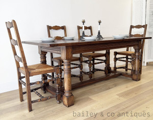 An Antique French Solid Oak Provincial Farmhouse Dining Table - G058