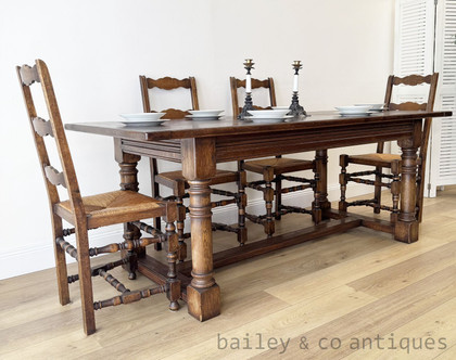 An Antique French Solid Oak Provincial Farmhouse Dining Table - G058