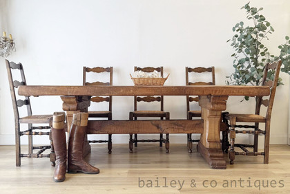 A Rare Antique French Provincial Solid Oak Monastery Table - G043
