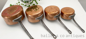 A Set of Four Vintage French Unlined Copper Saucepans - EF001