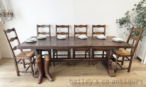 An Antique French Solid Oak Refectory Dining Table - G059