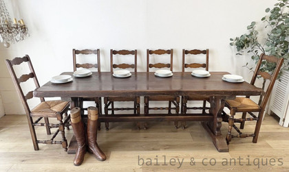 An Antique French Solid Oak Refectory Dining Table - G059