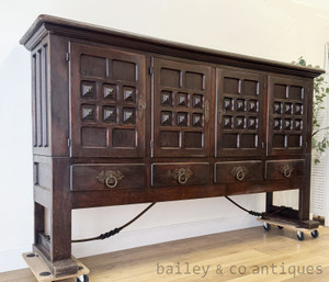 Antique French Sideboard Cabinet with Geometric Carving – c. 1850–1880 - G020