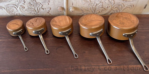 A Set Of Five Vintage French Lined Copper Saucepans - E414