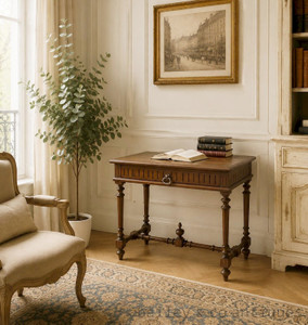 An Antique French Louis XVI Style Oak Table or Small Writing Desk - E118