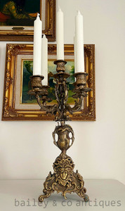 An Antique French Rococo Bronze Five Candle Candelabra - 601