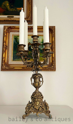 An Antique French Rococo Bronze Five Candle Candelabra - 601