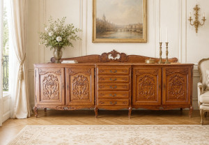 A Vintage French Louis XV Style Oak Enfilade Sideboard – Circa 1930- G026