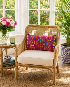 A Stunning Embroidered Bright Coloured Cushion Cover 53cm x 33cm - Ami