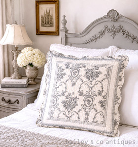 A French Style X Large Cushion Cover Black & White Romantic Toile 60cm - Midnight60