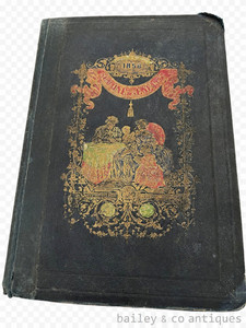 Rare 1858 Deluxe French Publisher's Binding of 'La Semaine des Enfants' published by L. Hachette. Features spectacular gilt polychrome plaques, elite state typography by Ch. Lahure, and wood engravings by Georges Fath and Bertall. An authentic, heavily distressed mid-19th-century library statement piece.