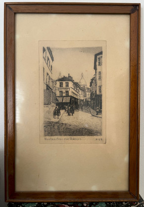 Original French Etching of Rue Norvins, Montmartre, Paris – Vintage Framed - FR333