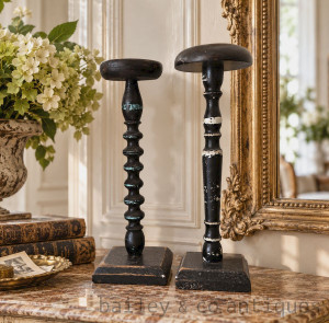 Two Antique French Turned Wooden Hat Stands - SF511bd