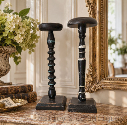 Two Antique French Turned Wooden Hat Stands - SF511bd