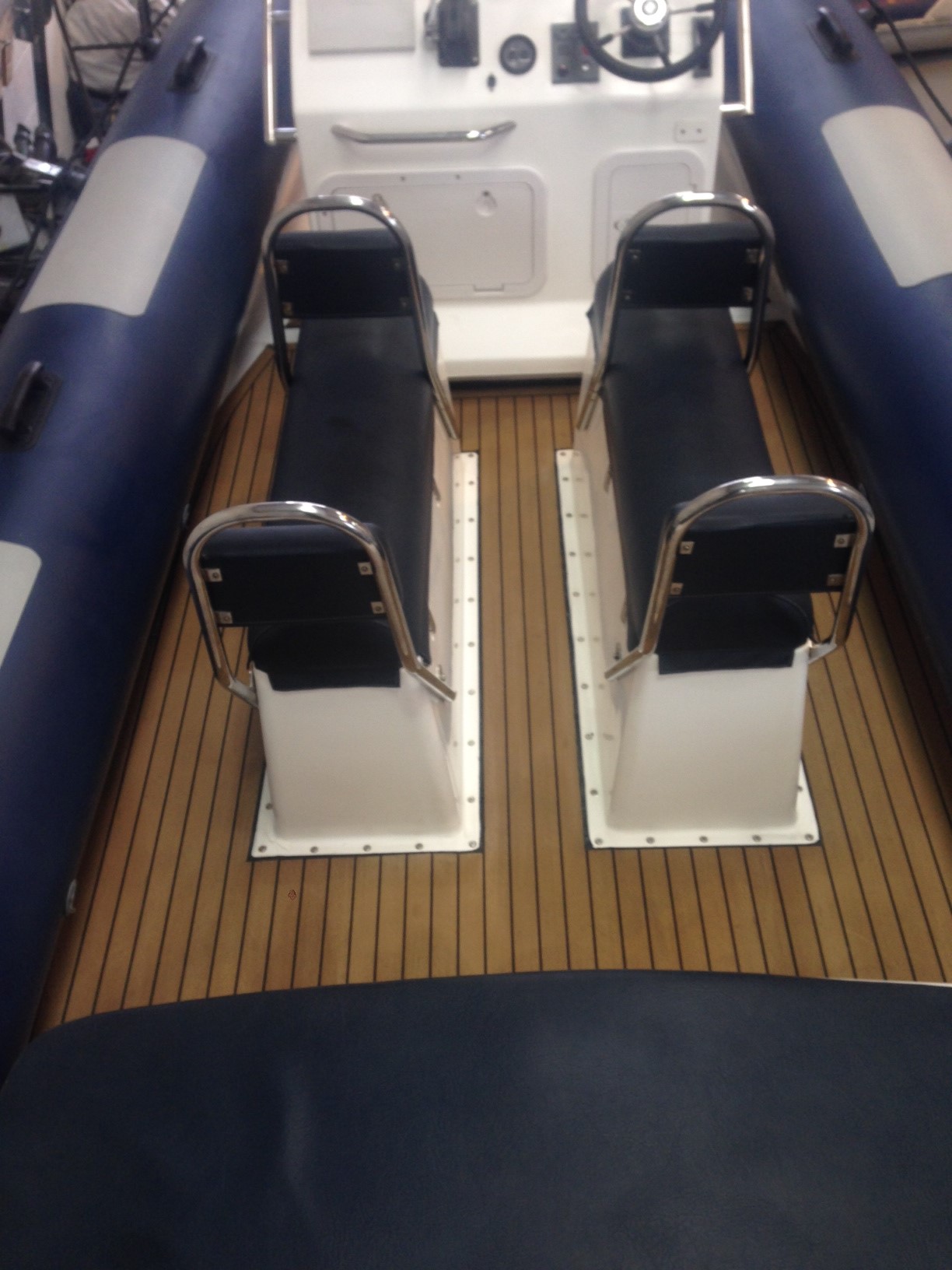 Synthetic teak decks fitted to a Ribtec 8 metre Rib - Rib Shop Ltd