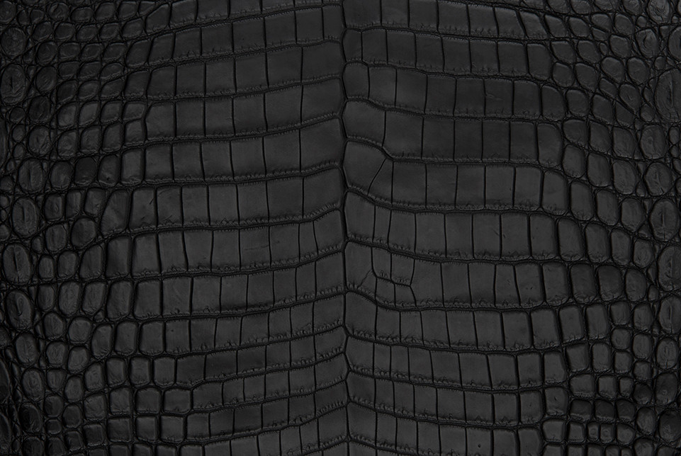 Nile Crocodile Skin Belly Glazed Black 45/49 cm
