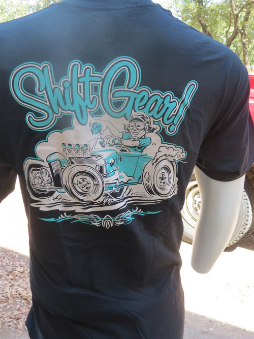 Shift Gear! with 1929 Ford Model A roadster art by Ger Peters appears on the back.
