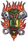 Piston Tiki Embroidered Patch
3" High x 2 1/4" Wide with Iron On backing