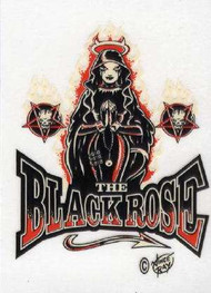 The Black Rose tattoo style clear vinyl sticker. 2.75" x 3.5"