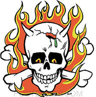 Kozik Flaming Skull Sticker