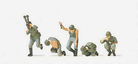 German WWII Mortar Crew (5). Preiser 16540 New 1/87 Scale Plastic Kit Unfinished