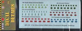 British, Canadian, S.African Armor Insignia BR109 for 1/87 and 15mm Scale I-94