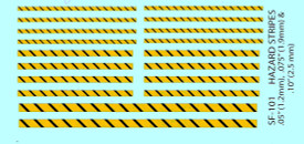 Yellow & Black Warning Stripes Decals. I-94 SF101. Various Scales 1/87