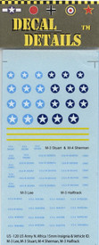 US Armor North Africa Decal Markings. I-94 US120. New 1/87 & Smaller Scales