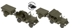Willys Jeep w/M100 Trailer. Herpa 741989, Roco Minitanks 444, Assembled Plastic 