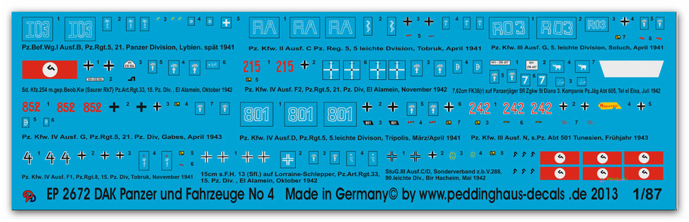 German DAK, Afrika Korps Tanks Set #4 Peddinghaus 2672 New 1/87
