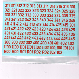 German Turret Numbers Solid Red 34R New 1/87 Water Slide Decals