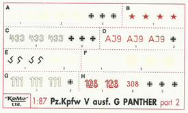 Panther Ausf. G Markings Set 2 Arsenal-M 142100062 New 1/87 Scale Decals