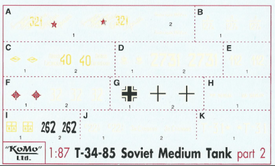 T34/85 Russian Markings Set 2 Arsenal-M 143500072 New 1/87 Scale Decals