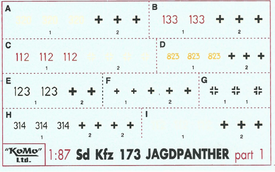 JagdPanther Sd.Kfz.173 Markings, Set 1 Arsenal-M 142100031 New 1/87 Decals