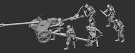 German Anti-Tank Gun Crew Germania 140 Resin 1/87 Scale 3D Printed Figures
