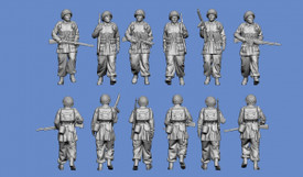 US WWII Paratroops Advancing Germania 202, Resin 1/87 Scale Printed Figures