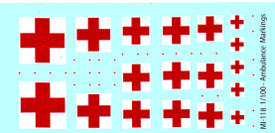 Red Cross Markings 4 sizes Decal Details MI118 Water Slide 1/87 