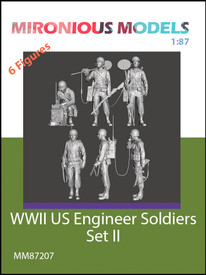 WWII US Engineers Set 6 Figs Mironious 87207 Resin 3D 1/87 Unfinished Kit