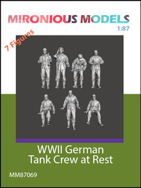 German WWII Tank Crew at Rest Set 7 Figs Mironious 87069 Resin 3D 1/87 Unfinished Kit