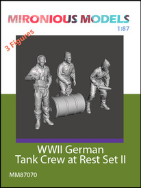 German WWII Tank Crew at Rest Set II 3 Figs Mironious 87070 Resin 3D 1/87 Unfinished Kit
