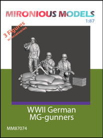 German WWII Machine Gunners 3 Figs Mironious 87074 Resin 3D 1/87 Unfinished Kit