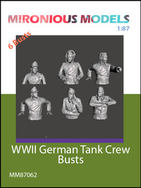 German WWII Tank Crew Bust 6 Figs Mironious 87062 Resin 3D 1/87 Unfinished Kit