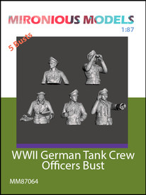 German Tank Crew Officers 5 Bust Figs Mironious 87064 Resin 3D 1/87 Unfinished