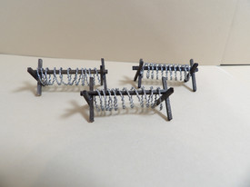 Barbed Wire Barricades  1/87 Scale Hand Painted Wood and Metal Set of 3