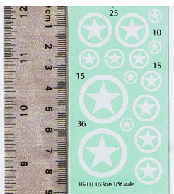 US White Stars in Circles Decals. I-94 US111. New 1/56 Scale Waterslide Markings