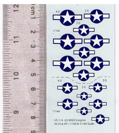 US White Stars and Bars Decals. I-94 US114 Aircraft 1/100 & 1/144 Scale Markings