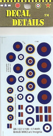 British WWII Aircraft Insignia Decals. I-94 BR122 New 1/100 & 1/144