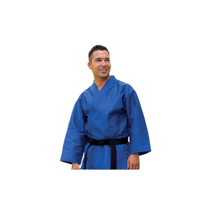 This is a 7.5 oz lightweight uniform made from durable poly/cotton fabric. It is a traditional wrap around top. Belt not included.

0000     35 lbs     3'0"
000     50 lbs     4'0"
00     65 lbs     4'4"
0     80 lbs     4'6"
1     95 lbs     4'9"
2     115 lbs     5'2"
3     125 lbs     5'5"
4     150 lbs     5'7"
5     175 lbs     5'9"
6     195 lbs     6'0"
7     225 lbs     6'2"
8     260 lbs     6'5"