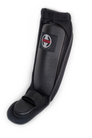 The Honor MMA shin guards are made of leather and very strong.Excellent wraparound coverage with a molded double layer foam padding.The 2" elastic bands across the foot keep these shin guards snug and secure.