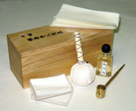 Sword cleaning kit includes rice paper, oil, and power to keep swords in great condition.